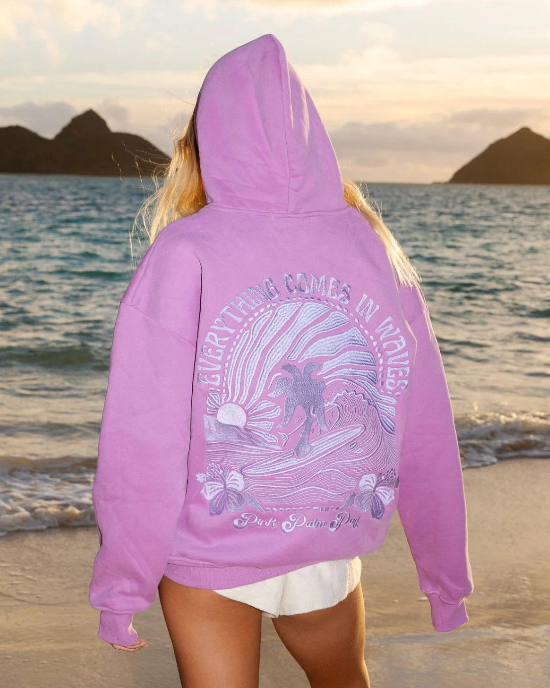 "Everything Comes in Waves" Hoodie in Açai - Image 7