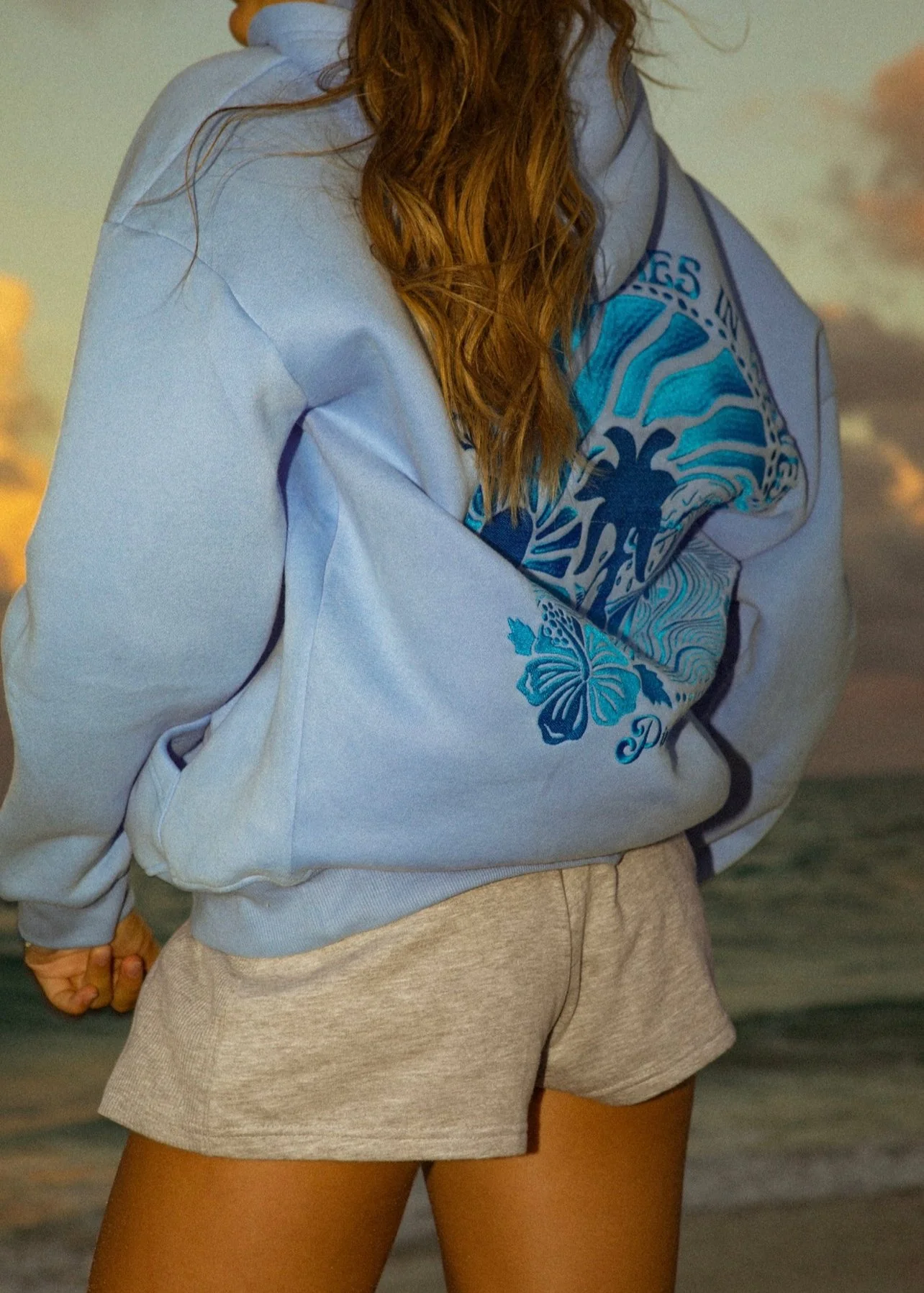 "Everything Comes in Waves” Hoodie in Blue - Image 6
