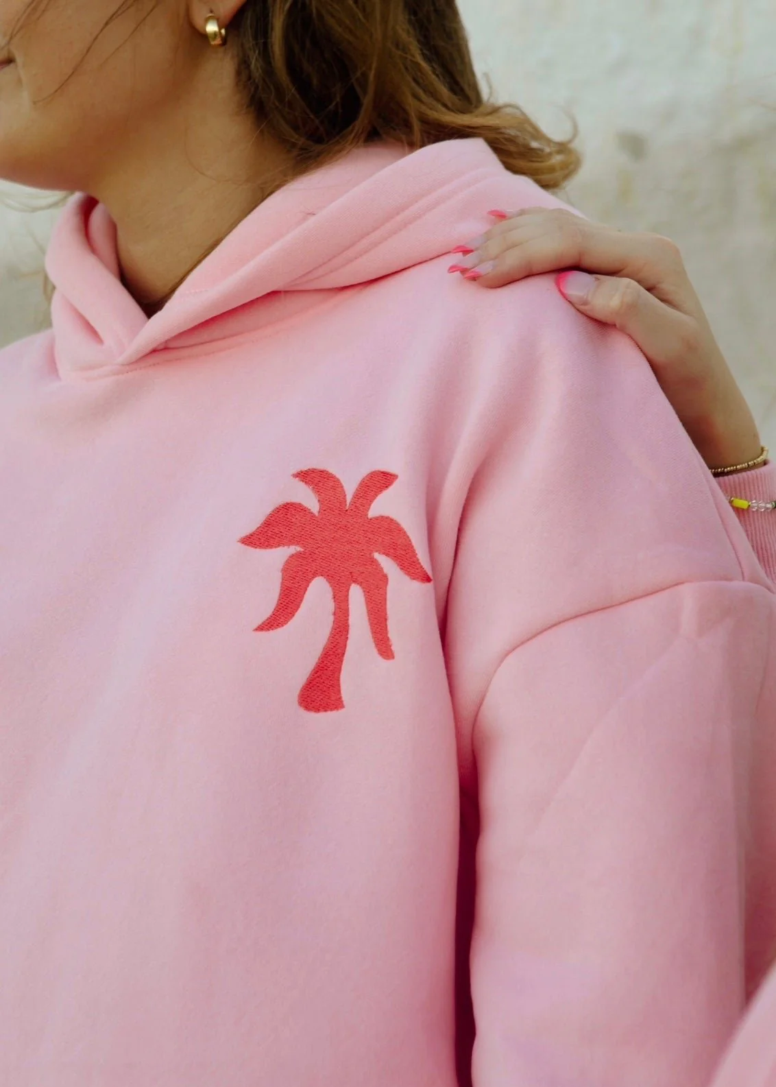 "Everything Comes in Waves" Hoodie in Pink - Image 7