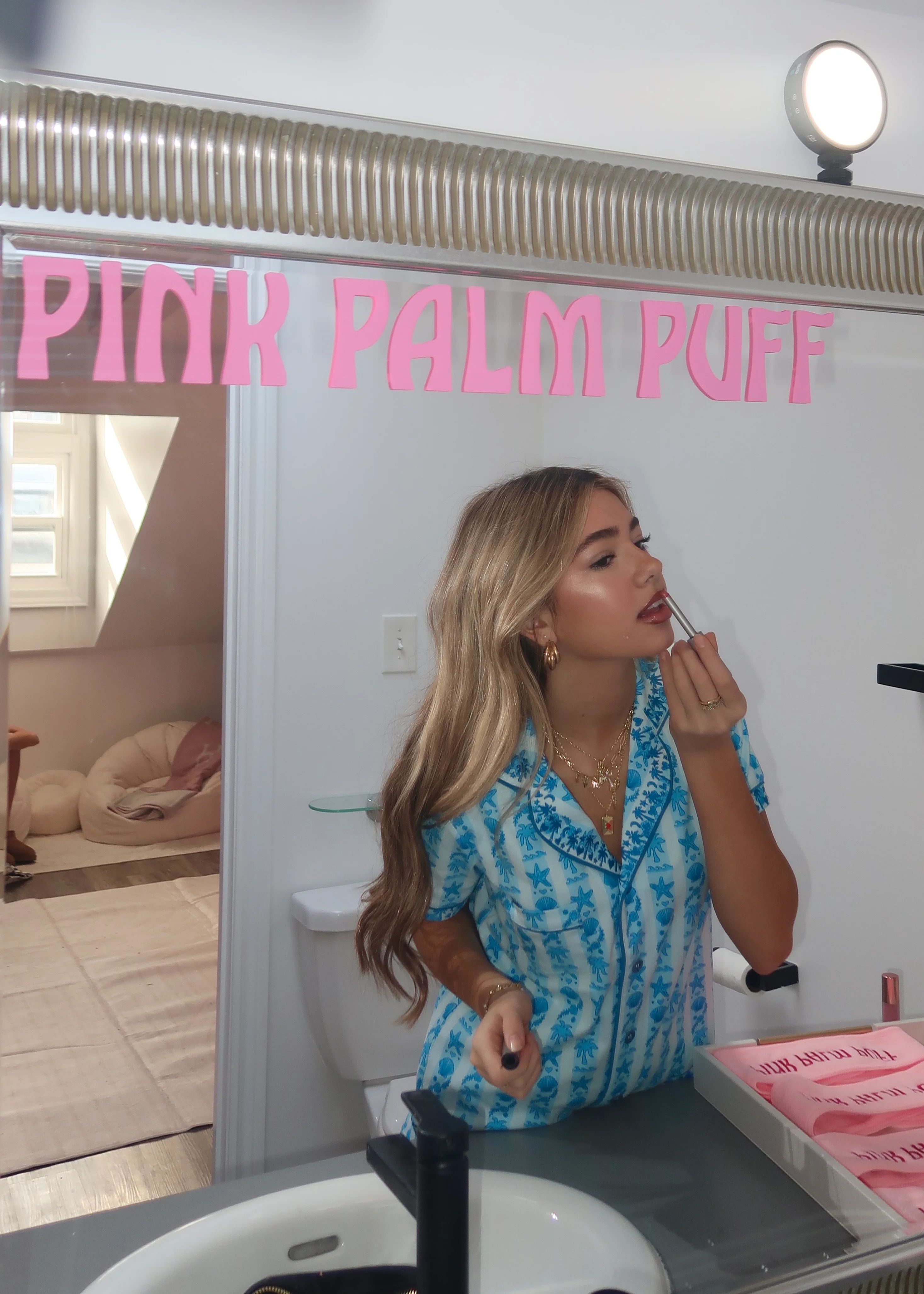 Pink Palm Pajamas in Seabreeze - Image 4