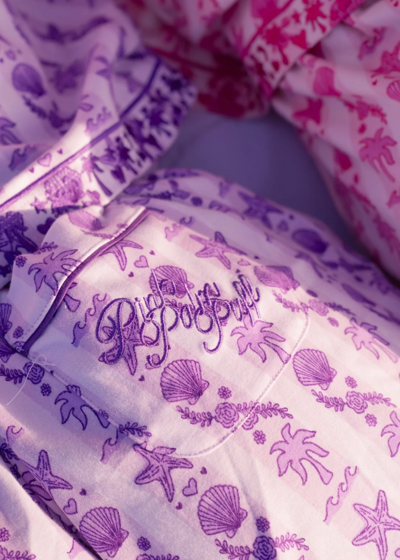 Pink Palm Pajamas in Twilight - Image 7