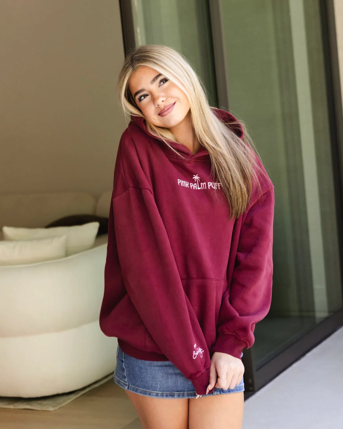 "Live in the Moment" Hoodie in Cherry - Image 3