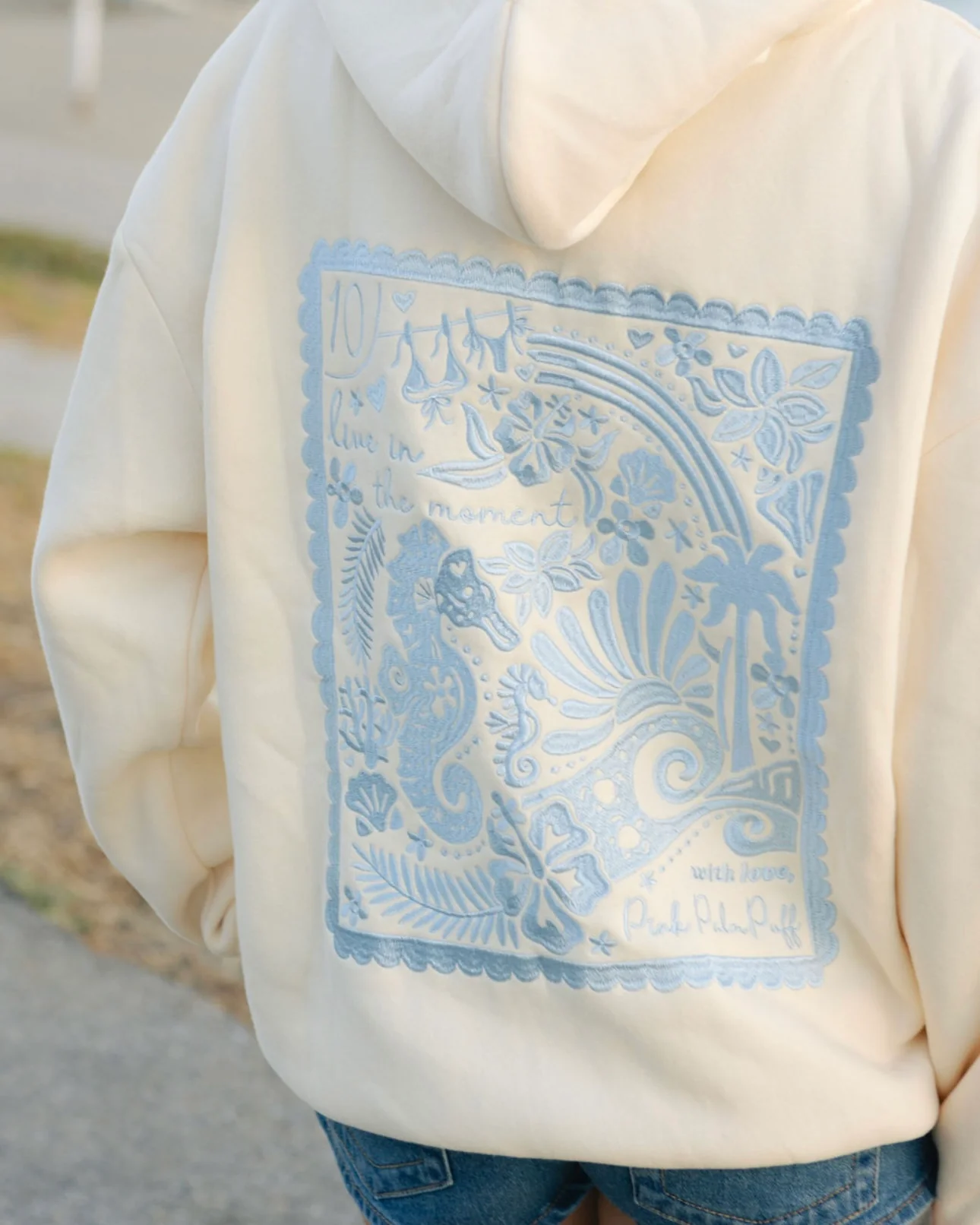 "Live in the Moment" Hoodie in Sand - Image 9